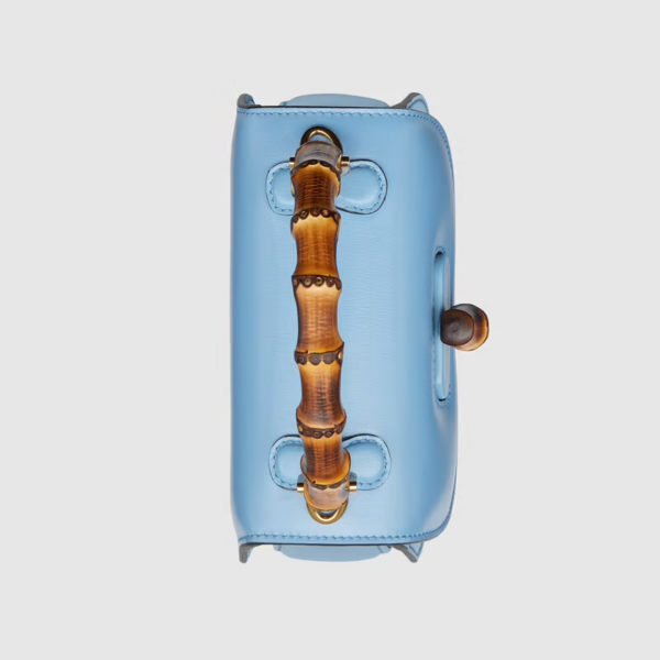 Túi Gucci Mini Top Handle With Bamboo Blue Leather ‎686864-10ODT-4371 - Ảnh 6