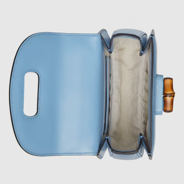 Túi Gucci Mini Top Handle With Bamboo Blue Leather ‎686864-10ODT-4371 - Ảnh 5