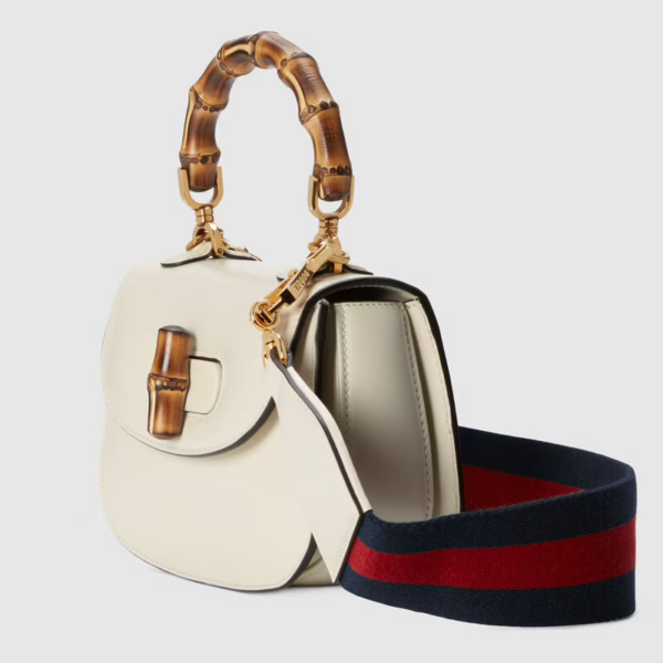 Túi Gucci Mini Top Handle With Bamboo White Leather 686864-10ODT-8454 - Ảnh 7