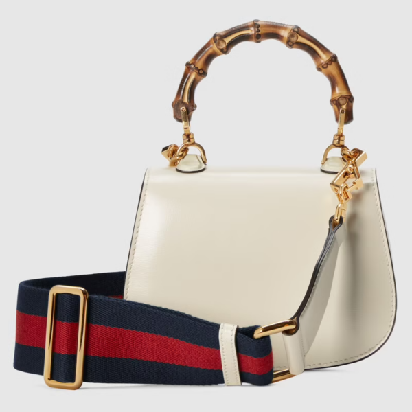Túi Gucci Mini Top Handle With Bamboo White Leather 686864-10ODT-8454 - Ảnh 6
