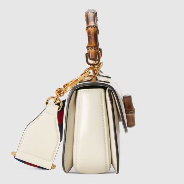 Túi Gucci Mini Top Handle With Bamboo White Leather 686864-10ODT-8454 - Ảnh 5