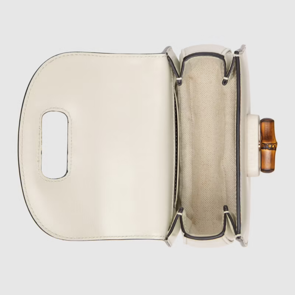 Túi Gucci Mini Top Handle With Bamboo White Leather 686864-10ODT-8454 - Ảnh 3