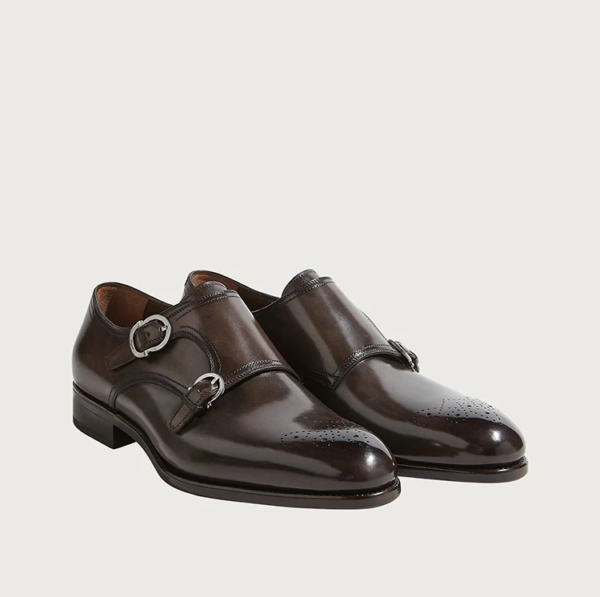 Giày Salvatore Ferragamo Double Monkstrap 'Stone' 02B141-698882 - Ảnh 2