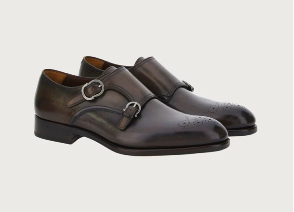 Giày Salvatore Ferragamo Double Monkstrap 'Stone' - Ảnh 2