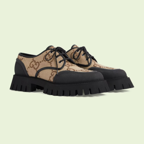 Giày Gucci Maxi GG Lace Up Shoes 'Camel' 699552-UKOF0-2590 - Ảnh 4
