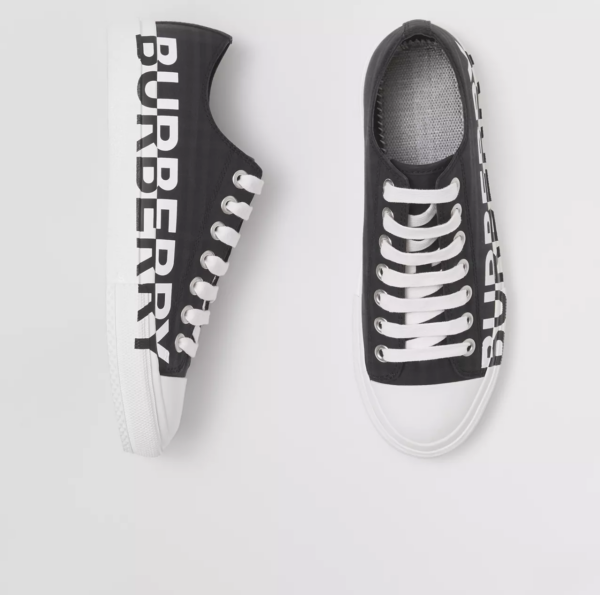Giày Burberry Logo Print Two-Tone White Black 80109101 - Ảnh 5