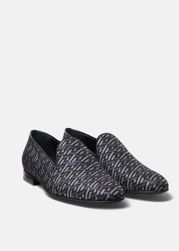 Giày Versace La Greca Jacquard Slippers Black Gray DSU6488-1A01742-5B050 - Ảnh 3
