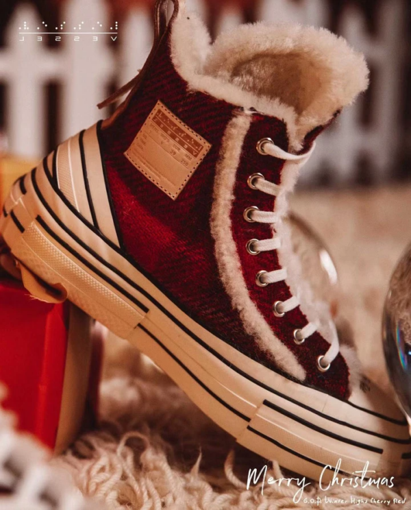 Giày xVESSEL x Harris Tweed G.O.P. Winter Highs Cherry Red - Ảnh 7