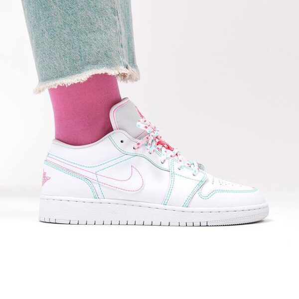 Giày Nike Air Jordan 1 Low GS 'Aurora Green' 554723-101 - Ảnh 4