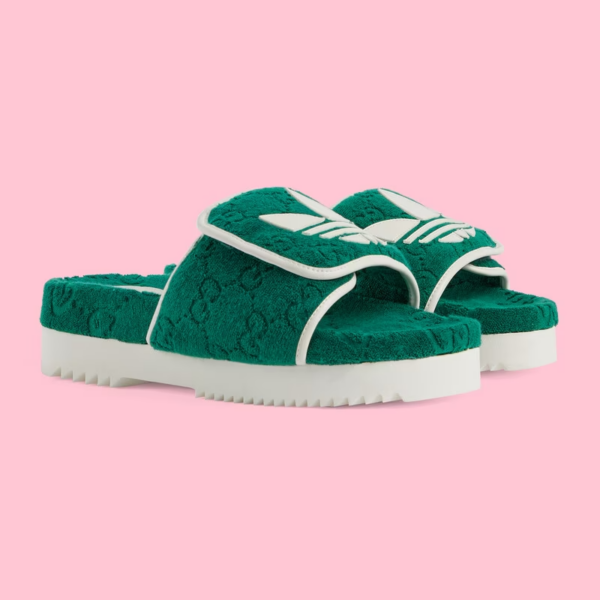 Dép Gucci x Adidas Men's GG platform 'Green' 702412-UU010-3171 - Ảnh 2