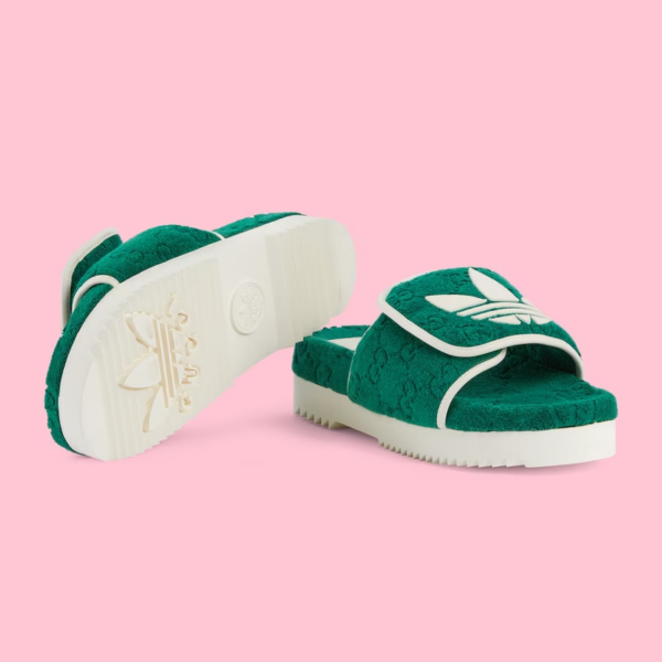 Dép Gucci x Adidas Men's GG platform 'Green' 702412-UU010-3171 - Ảnh 4