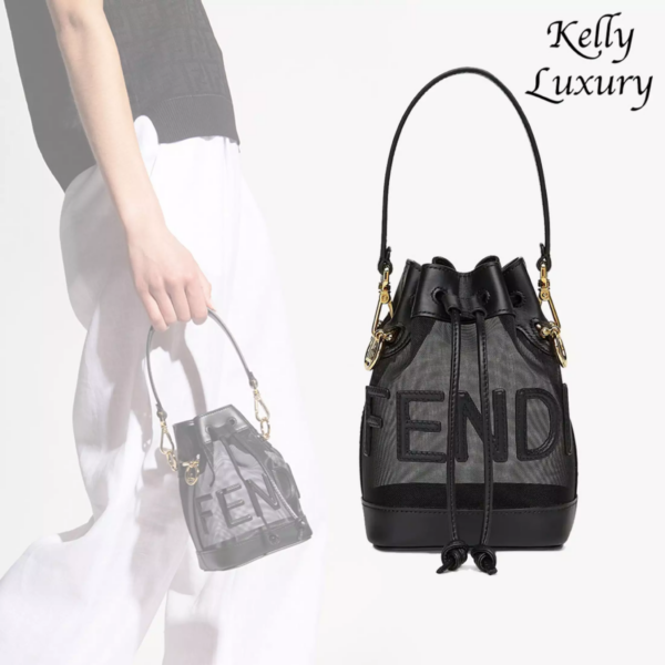 Túi Fendi Lack Leather Mesh Mini Bag 'Black' 8BS010-AAYS-F0KUR - Ảnh 3