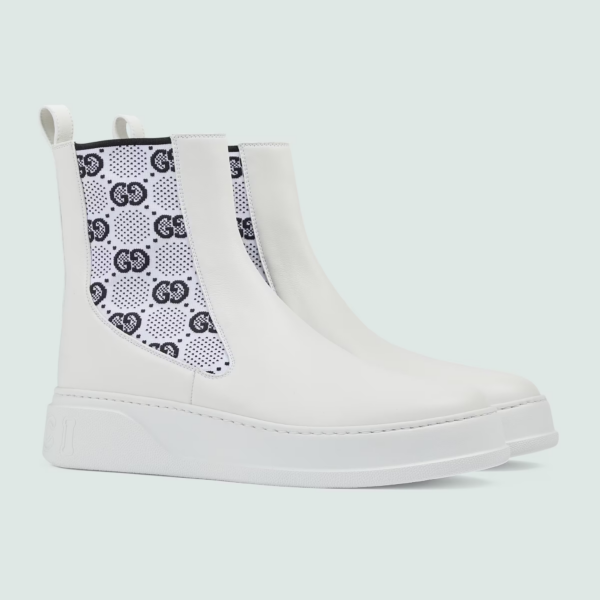Giày Gucci Men's Boot With GG Jersey 'White Leather' 718713-AAA8L-9059 - Ảnh 3