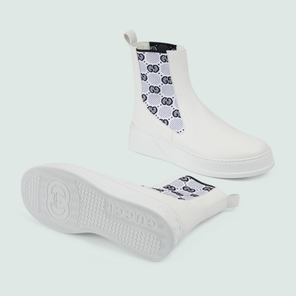 Giày Gucci Men's Boot With GG Jersey 'White Leather' 718713-AAA8L-9059 - Ảnh 4