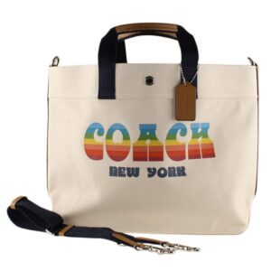 Túi Coach Extra Large Canvas Rainbow Tote Bag Chalk Coach F72848