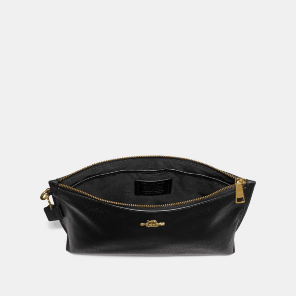 VÍ Coach Large Charlie Pouch Black Gold KSEDLRW5P4 - Ảnh 3
