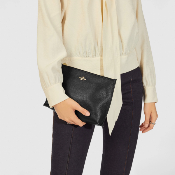 VÍ Coach Charlie Pouch Black Gold Y0XB1669V5 - Ảnh 4