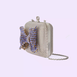 Tui Gucci Metal Handbag Crystal Bow 'Silver' ‎725794-9AAA2-8054