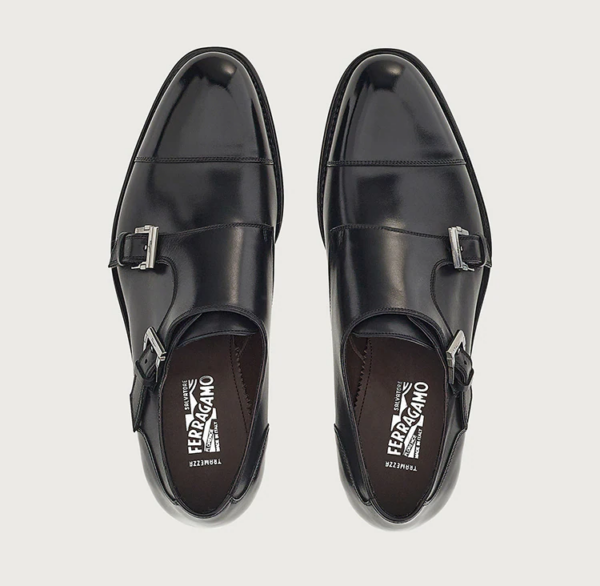 Giày Salvatore Ferragamo Double Monkstrap 'Black' 020617-750065 - Ảnh 4