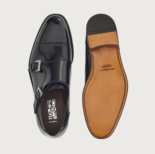 Giày Salvatore Ferragamo Double Monkstrap 'Black' 020617-750065 - Ảnh 5