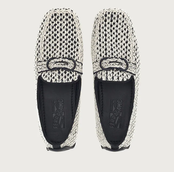 Giày Salvatore Ferragamo Driver Gancini Crochet 'White' 020672-751408 - Ảnh 4