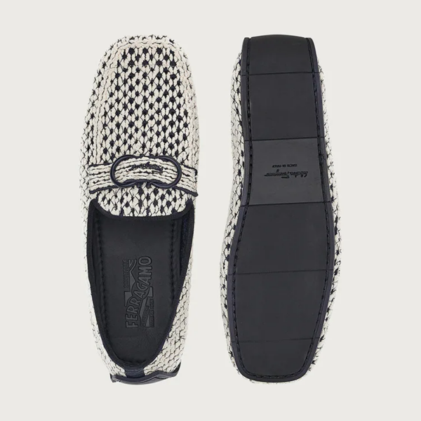 Giày Salvatore Ferragamo Driver Gancini Crochet 'White' 020672-751408 - Ảnh 5