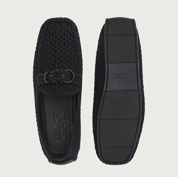 Giày Salvatore Ferragamo Driver Gancini Crochet 'Black' 020672-751409 - Ảnh 5