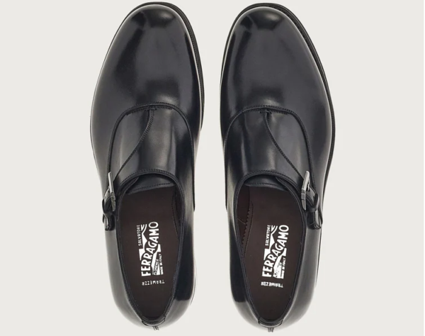 Giày Salvatore Ferragamo Single Monk Straps 'Black' - Ảnh 5