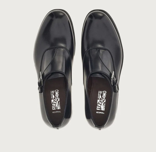 Giày Salvatore Ferragamo Single Monk Strap 'Black' 020834-753938 - Ảnh 4