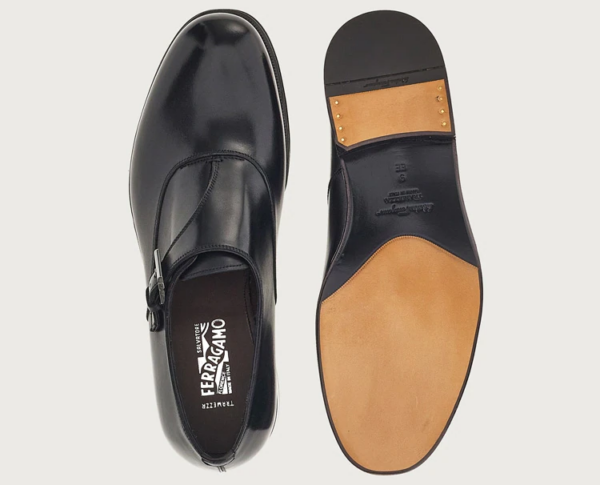 Giày Salvatore Ferragamo Single Monk Straps 'Black' - Ảnh 4