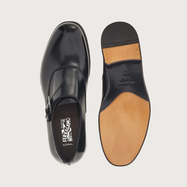 Giày Salvatore Ferragamo Single Monk Strap 'Black' 020834-753938 - Ảnh 5