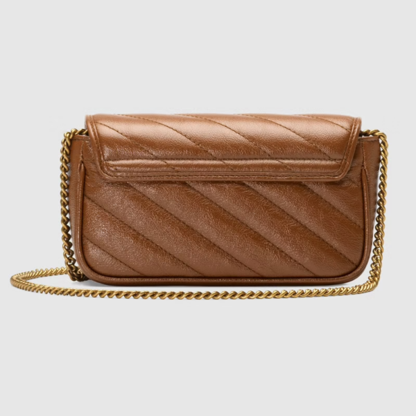 Túi Gucci GG Marmont Matelassé Super Mini Brown Leather 476433-0OLFT-2535 - Ảnh 3