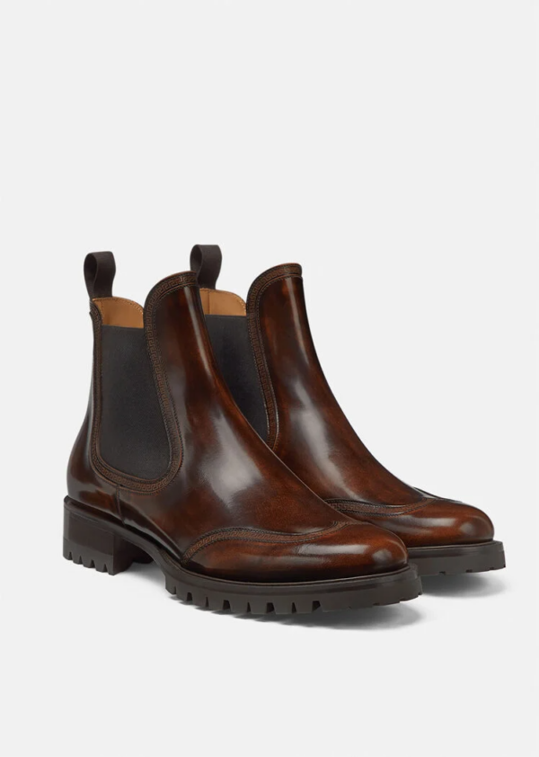 Giày Versace Leather Chelsea Boots Beige 1000777-1A00599-1K260 - Ảnh 3
