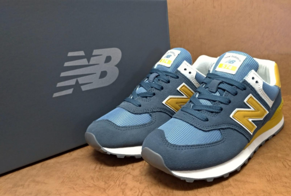 Giày New Balance Wmns 574 'Blue Yellow White' WL574LDD - Ảnh 5