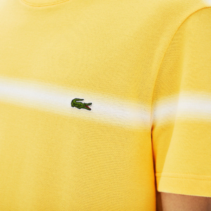 Ao Lacoste Striped Crewneck T-Shirt Yellow White TH5065-RX7