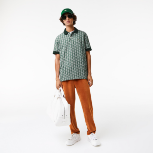 Ao Lacoste Classic Fit Print Contrast Collar 'Green' DH0073-7M4