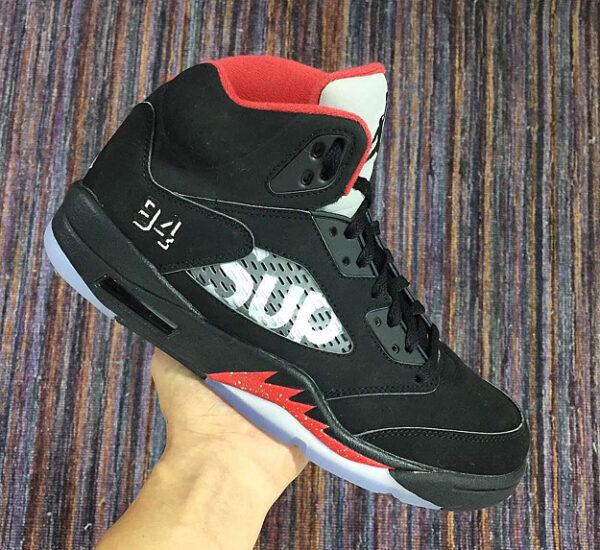 Giày Nike Supreme x Nike Air Jordan 5 Retro 'Black' 824371-001 - Ảnh 3