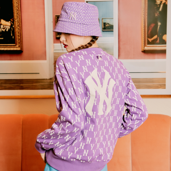 Áo MLB Monogram Allover Bag Big Logo Overfit Sweatshirt Purple - Ảnh 7