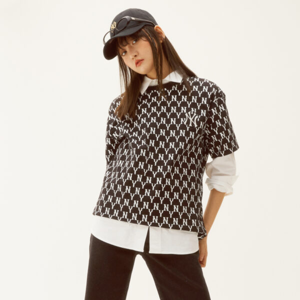 Áo MLB Monogram All Over Over Fit Short Sleeve Black 31TSM1131-50L - Ảnh 4
