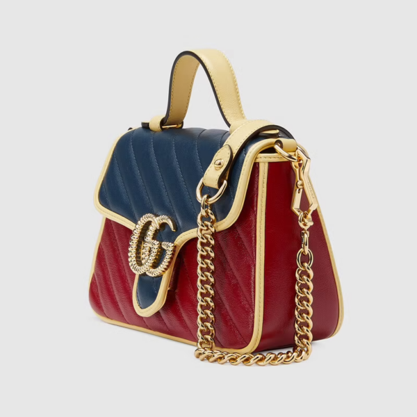Túi Gucci GG Marmont Mini Top Handle Blue And Red Leather 583571-1X5CG-6775 - Ảnh 4