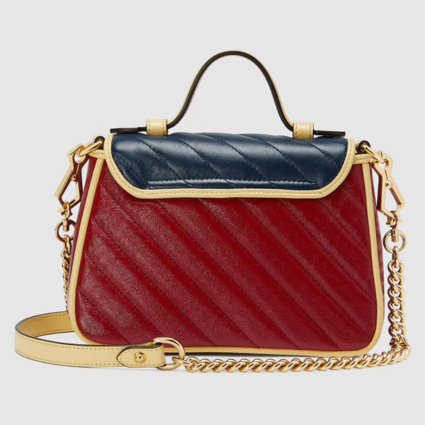 Túi Gucci GG Marmont Mini Top Handle Blue And Red Leather 583571-1X5CG-6775 - Ảnh 3