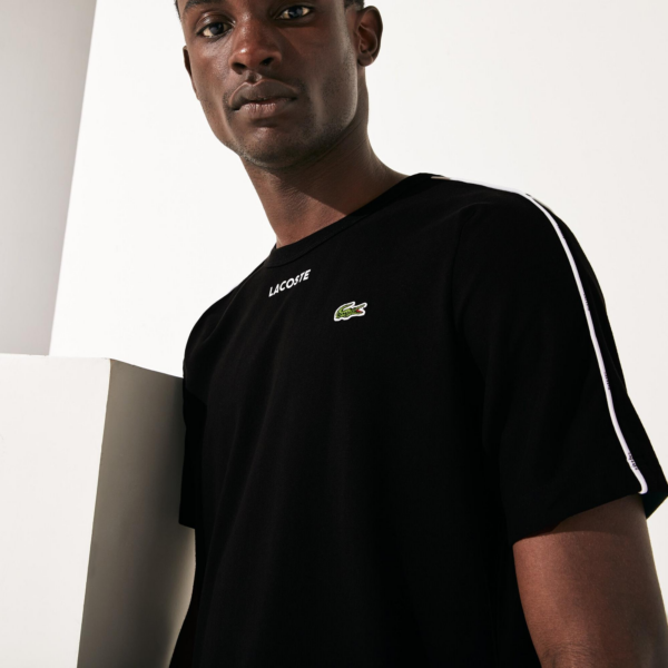 Ao Lacoste Sport Piped Cotton T-Shirt Black White TH4915-6KJ
