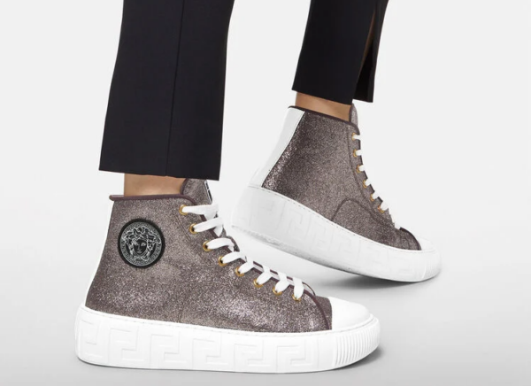 Giày Versace Greca High Top Trainers Pink 1004185-1A02718-2X04V - Ảnh 4