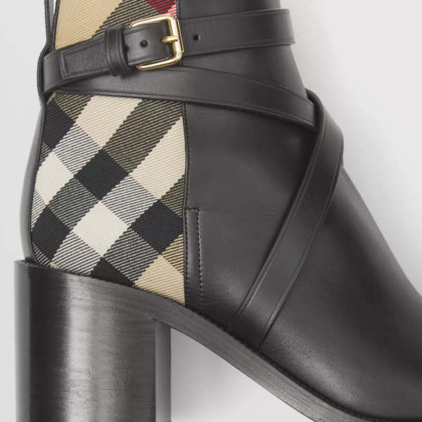 Giày Burberry House Check Leather Ankle Boots 'Archive Beige' 80423681 - Ảnh 4