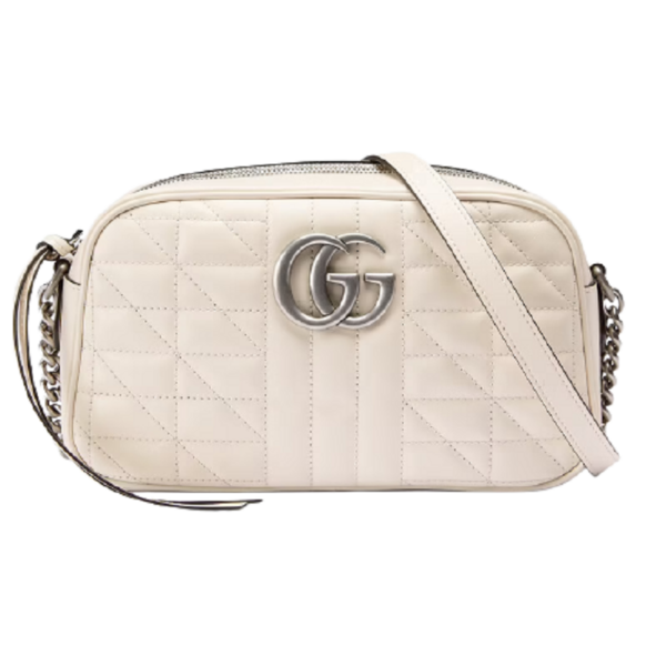 Túi Gucci GG Marmont Small Shoulder White Leather 447632-UM8BN-9022