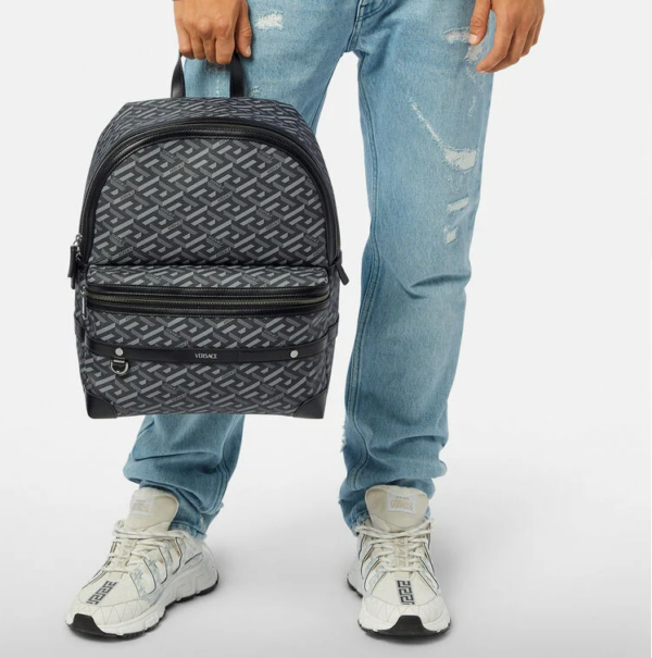 Balo Versace La Greca Signature Back Pack Black Gray 1000745-1A01444-5B05E - Ảnh 3