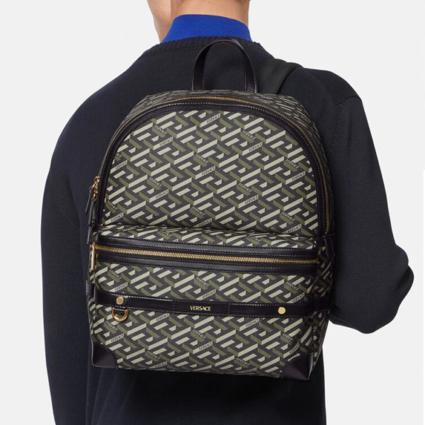 Balo Versace La Greca Signature Back Pack Black Khaki 1000745-1A01444-5B15V - Ảnh 3