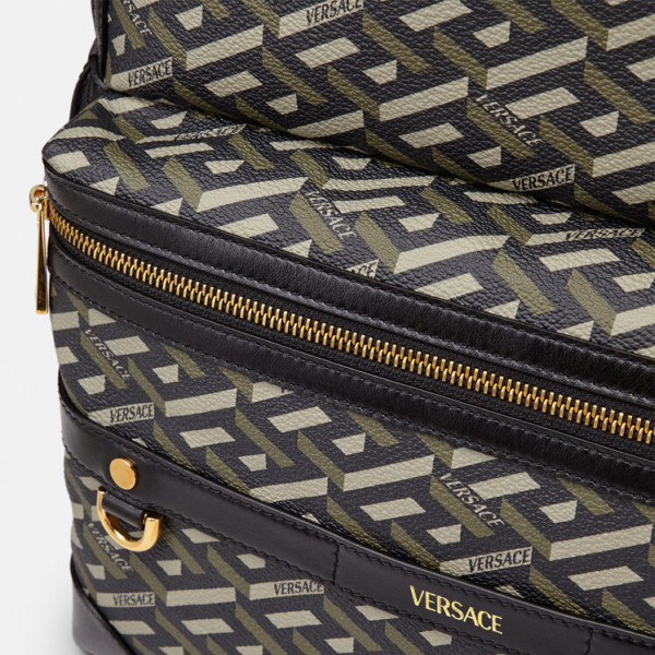 Balo Versace La Greca Signature Back Pack Black Khaki 1000745-1A01444-5B15V - Ảnh 4