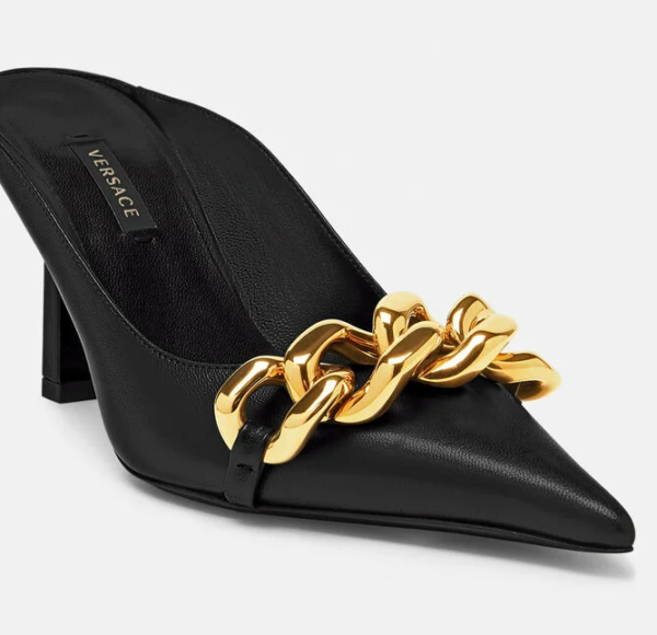 Giày Versace Medusa Chain Nappa Leather Mules 1000840-DNA32-1B00V - Ảnh 4