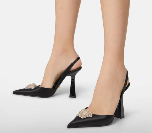 Giày Versace LA Medusa Satin Sling-Back Pumps 1001207-1A00619-1B000 - Ảnh 5